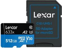 Lexar 512GB microSDXC High-Performance 633x UHS-I A2 SD Adapter