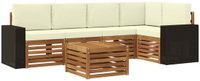 vidaXL Bank loungeset 5 zitplekken Natuurlijk en crème Polyester