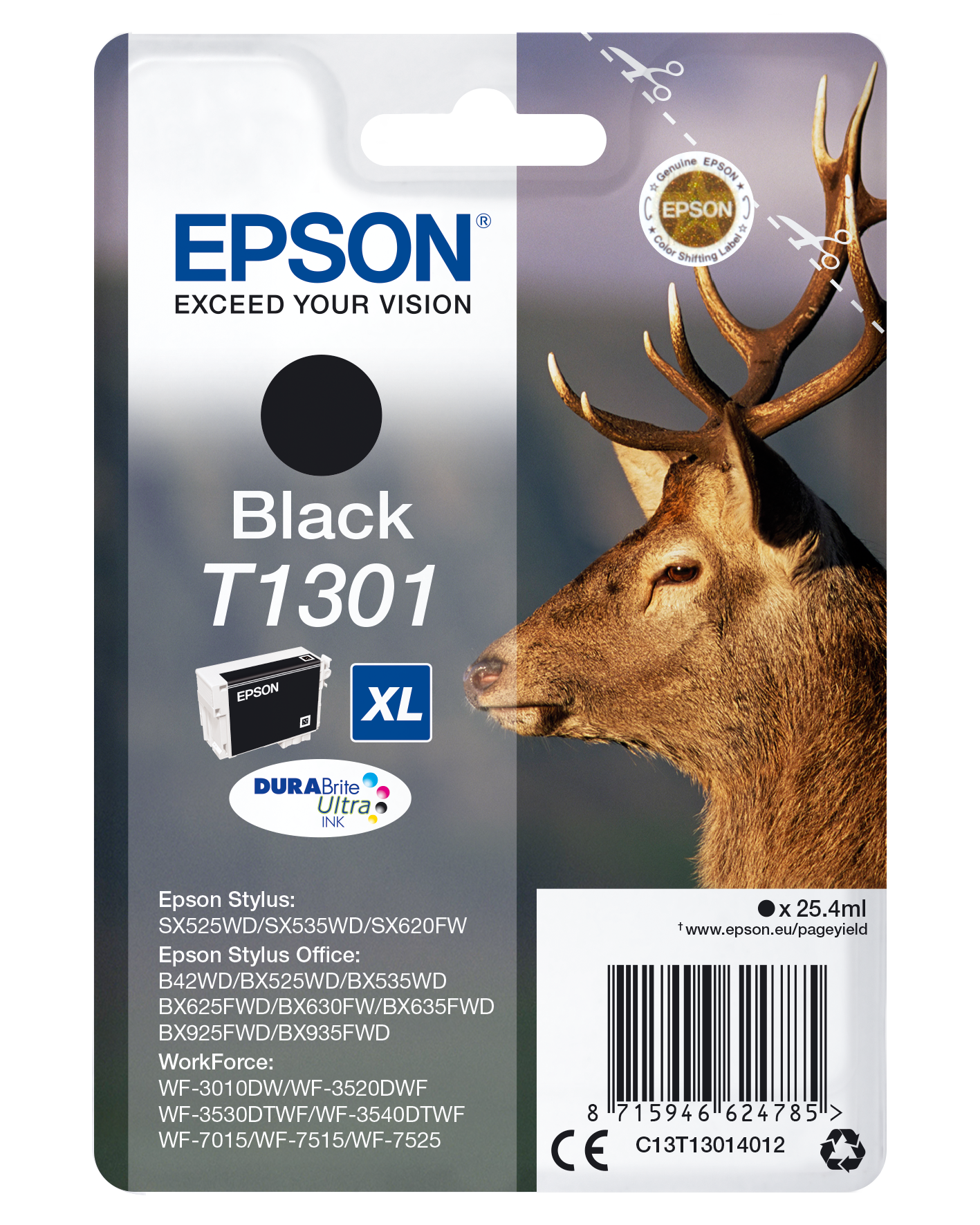 Epson T1301 Black Ink Cartridge - DURABrite Ultra Ink - High Capacity