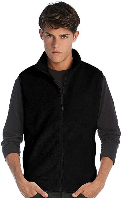 James & Nicholson Fleece casual bodywarmer zwart voor heren - Outdoorkleding wandelen/zeilen - Mouwloze vesten S