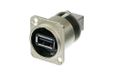 Neutrik NAUSB-W Adaptateur USB Douille - USB A Femelle vers USB B Mâle - Nickel