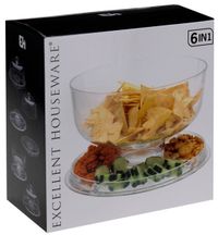 Excellent Houseware Plat de service 6-en-1 - Transparent - Plastique