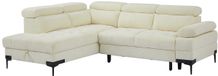 Vente-unique Canapé d'angle gauche en tissu texturé - Blanc cassé TICOUTA