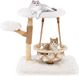 COSTWAY 123 cm kraboom van hout, kattenboom met hangmand, touw, echte houten takken, krabpalen van jute, 2 zitstangen en platform, kattenmeubel in natuurlijke en witte kleuren