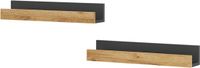 Vicco Tomy Wandplank – 60 x 10 cm Set van 2 Antraciet/gouden eik