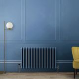 Hudson Reed Radiateur style fonte rétro horizontal – Bleu – 75 cm x 101 cm – Triple rang – Windsor