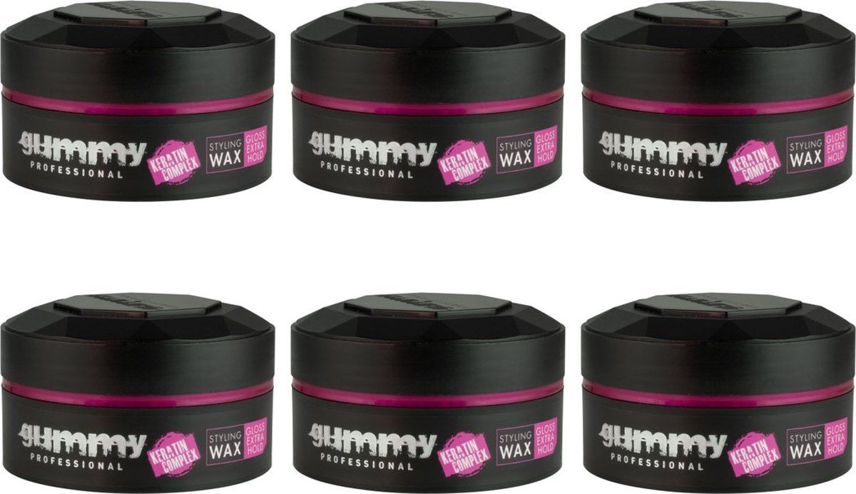 Gummy Keratin Complex Styling Wax Gloss Extra Hold - 6 stuks