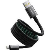 Baseus Tungsten Gold USB-A - USB-C Data en Oplaadkabel, 100W, 1m, Zwart
