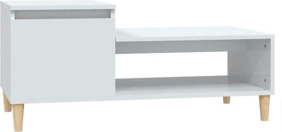 vidaXL Salontafel 100x50x45 cm bewerkt hout hoogglans wit