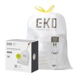 EKO 35-40 liter vuilniszakken met trekkoord, 110 Count Heavy-Duty Tall Kitchen vuilnisbakken voeringen, extra sterk lekbestendig, ongeparfumeerd, wit, code M