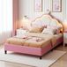 ROSAHQNDA Gestoffeerd bed 140x200cm, LED kinderbed met verstelbaar hoofdeinde, roze prinsessenbed, tienerbed, fluweel, zonder matras