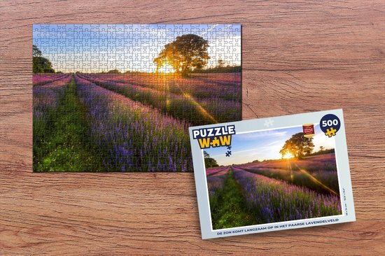 MuchoWow Puzzel De zon komt langzaam op in het paarse lavendelveld - Legpuzzel - Puzzel 500 stukjes