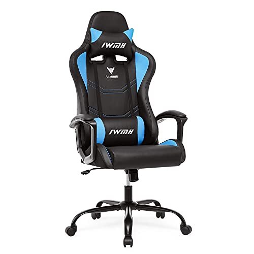 IntimaTe WM Heart Gaming-stoel, gamerstoel met ergonomische rugleuning, verstelbare hoofdsteun en lendensteun (blauw)