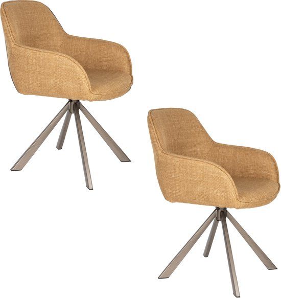 Housecraft Living Toye Eetkamerstoelen draaibaar Geel - Set van 2