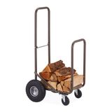 Merkloos / Sans marque Relaxdays Brandhoutwagen met 360° wielen