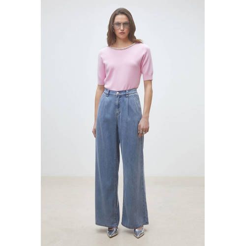 Suncoo High Waist Wide Leg Jeans Light Blue Denim