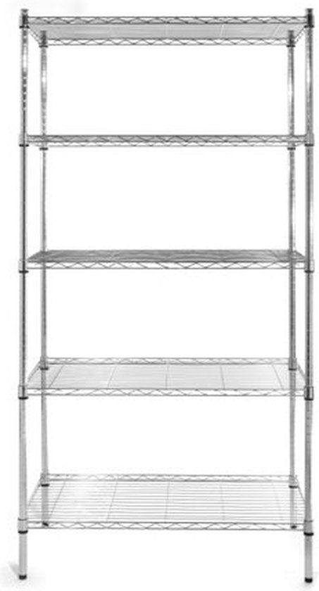 Hendi Opbergrek Metaal - 5 Schappen - Chroom - 91x45,5x183cm