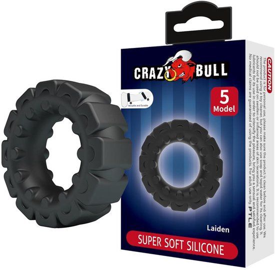 Crazy Bull Laiden Cock Ring Model 5 Zwart Siliconen