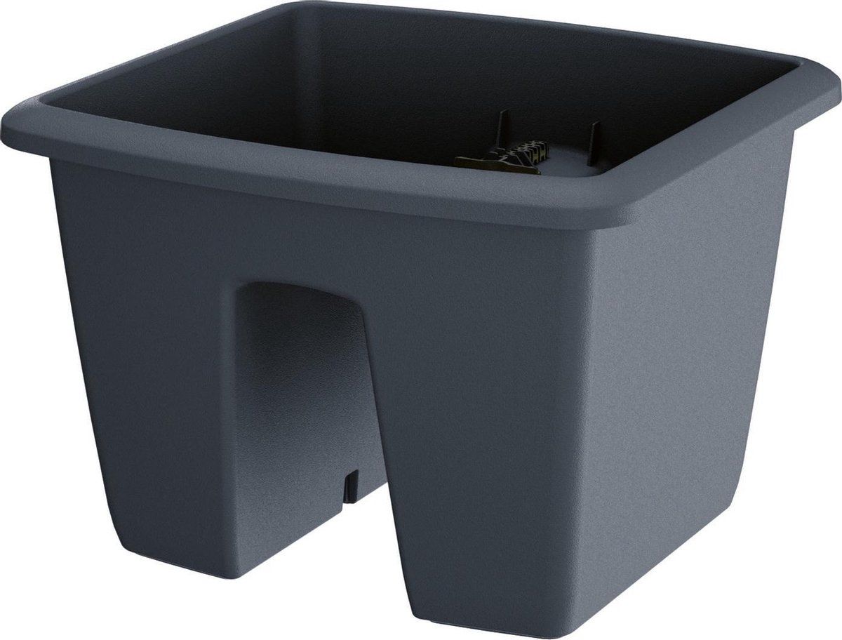 Prosperplast 1x Kunststof balkon plantenpotten/bloempotten antraciet 29 cm