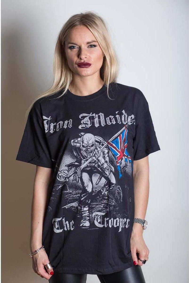 Rocks-Off Iron Maiden Heren T-shirt - Sketched Trooper Zwart - Maat M - Katoen