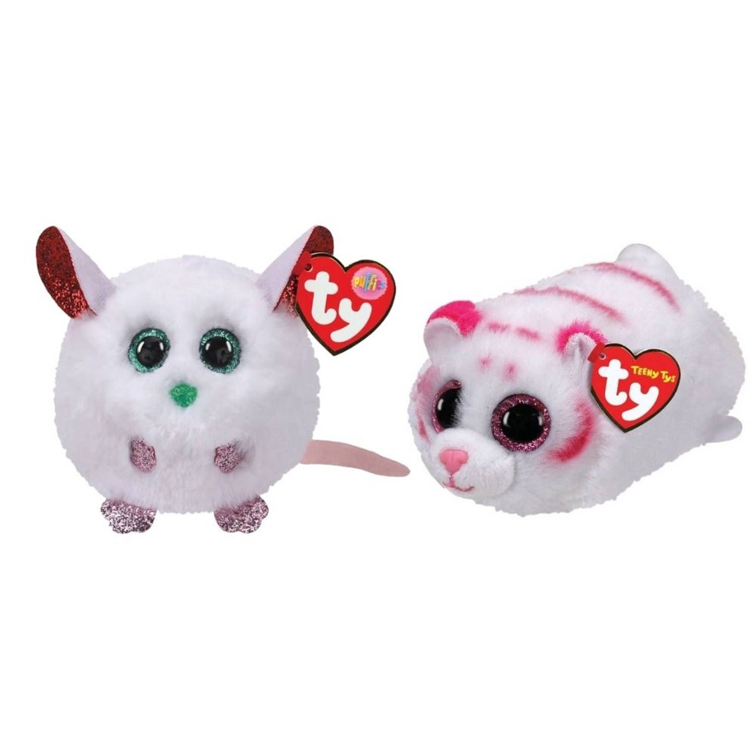 TY - Knuffel - Teeny Puffies - Christmas Mouse & Tabor Tiger - Meerkleurig