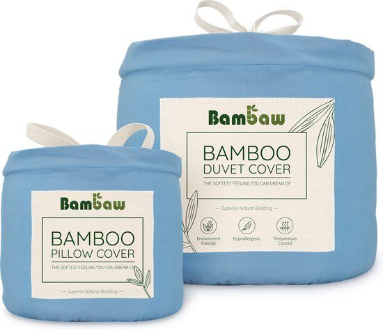 Bamboe Beddengoed Set - Lichtblauw - 240x220 Dekbedovertrek met 2 Kussenslopen