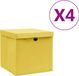 vidaXL Opbergboxen met deksel - 4 stuks - 28x28x28 cm - Geel
