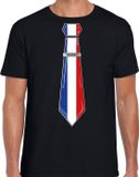 Bellatio Decorations Verkleed shirt voor heren - stropdas Frankrijk - zwart - supporter - themafeest XXL