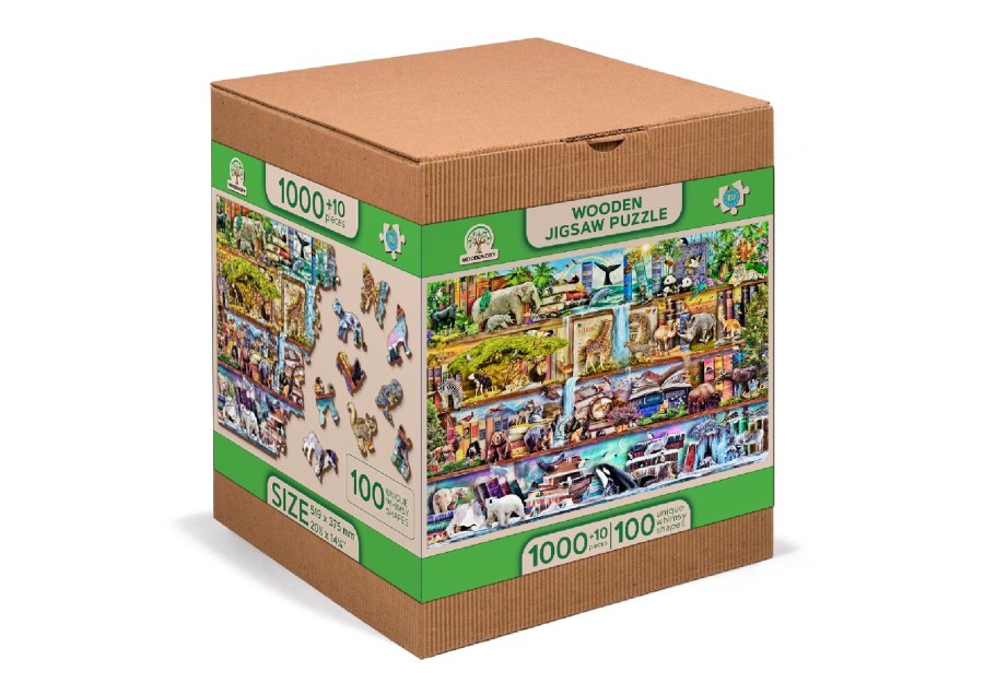 Wooden City Houten puzzel 1000 + 10 stukjes | The Amazing Animal Kingdom | voor volwassenen en kinderen