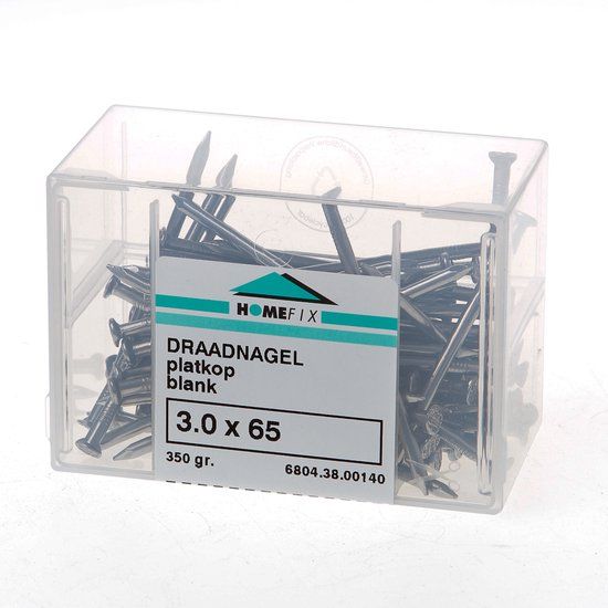 Homefix Hoenderdaal Draadnagel platkop 3,0x 65 blank (350g)