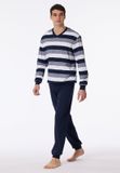 Schiesser Heren Pyjama - Donkerblauw - V Hals - Maat XXXL