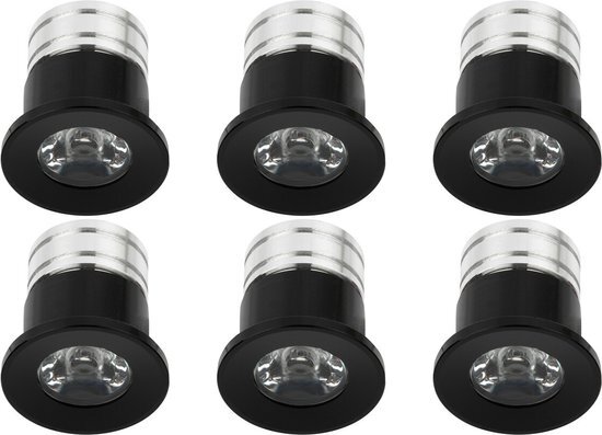 Velvalux LED Veranda Spot Verlichting 6 Pack - 3W - Natuurlijk Wit 4000K - Inbouw - Dimbaar - Rond - Mat Zwart - Aluminium - Ø31mm