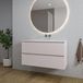 Saniclass Chaci Badkamermeubelset - 100x46x55cm - keramische wastafel wit - 1 wasbak - zonder kraangaten - 2 lades - ronde spiegel met verlichting - mat cotton (beige)