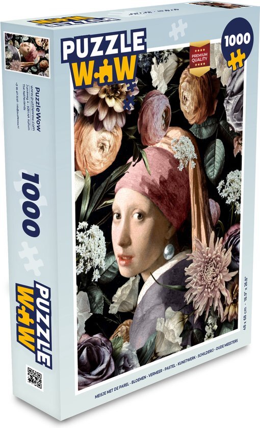 MuchoWow Puzzel Vermeer - Bloemen - Meisje met de parel - Legpuzzel - Puzzel 1000 stukjes volwassenen