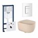 GROHE QeramiQ Dely Swirl Toiletset - 36.5x 53cm - Grohe Rapid inbouwreservoir - slim zitting - witte bedieningsplaat - beige