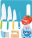 Qwali Blue Kindermessen Set - 4-delig - Inclusief snijplank - Keramisch lemmet - Vaatwasserbestendig