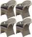AVH-Collectie 4 stuks Macau dining tuinstoel met handgat naturel rotan, inclusief kussen, bruin/terre, grijs