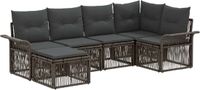vidaXL Tuinbank - Set - 6 zitplekken - Grijs - Polyrattan
