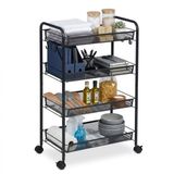 Relaxdays Rolwagen - zwart - 44,5x84x26 cm - met wielen