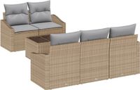 vidaXL Bankstel 6-delig Beige en Grijs Polyrattan