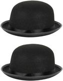 Merkloos / Sans marque Charlie Chaplin Zwarte Verkleed Bolhoed - 6x Stuks - Engelse Heren Bolhoed voor Volwassenen - Carnavals Feesthoeden