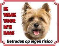 Stickerkoning Cairn Terrier Waakbord - Ik waak voor mijn baas Blond