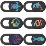 Merkloos Zeedieren Webcam Cover Camerabescherming - Ultradun - Schuifregelaar - 6 stuks - Zwart