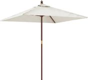 vidaXL Parasol met houten paal 198x198x231 cm zandkleurig