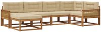 vidaXL Hoek loungeset 6-delig Acaciahout Natuurlijk en Beige