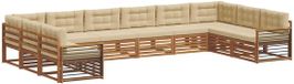 vidaXL Hoek loungeset 10 zitplaatsen Massief Acacia Hout Natuurlijk en Beige