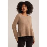 WE Fashion gebreide trui met peplum en wol - beige