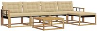 vidaXL - Bank loungeset - 5 zitplekken - Wit en Beige - Acacia hout