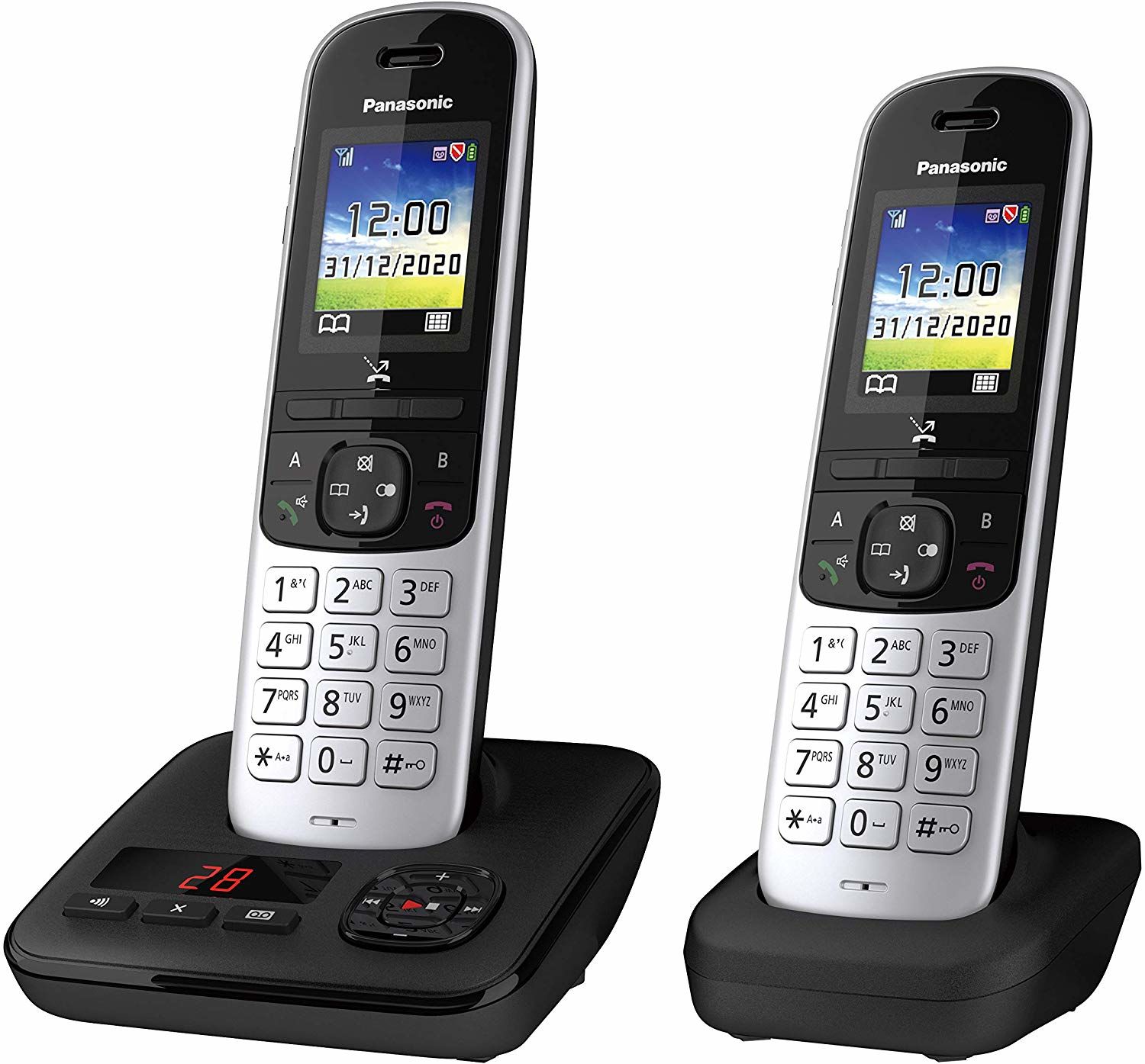 Panasonic KX-TGH722 DECT Phone - Black - Number Identification - 2 Handsets