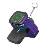 Chargeur portable 1200mAh Mini banque d'alimentation magnétique sans fil avec porte-clés pour iWatch Series - Noir